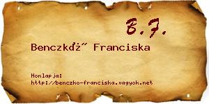 Benczkó Franciska névjegykártya